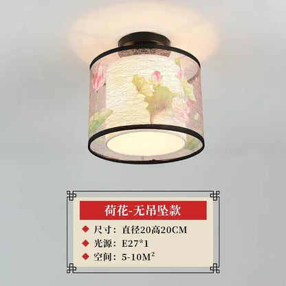 Lámpara de techo tipo araña china DecorBites™ Lotus, sencilla, para pasillo, con iluminación LED.