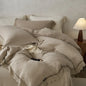 Decobites Vintage Lace Edge Cotton Bedding Set: Duvet, Sheets, Pillowcases