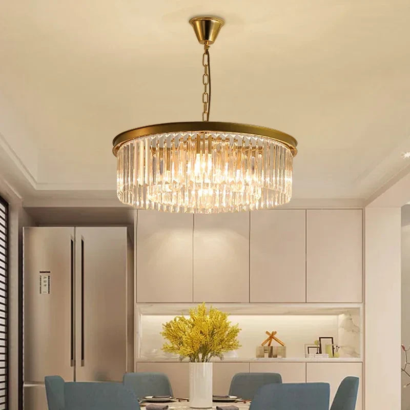 Decorbites™ Lámparas Colgantes de Cadena con Cristales de Metal Negro Dorado