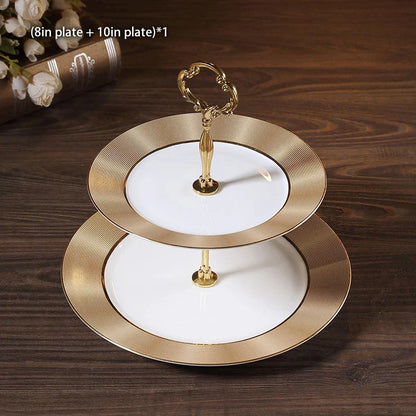 DecorBites™ Juego de platos de fruta de porcelana fina, soporte para pasteles, platos para buffet, bandeja, vajilla decorativa