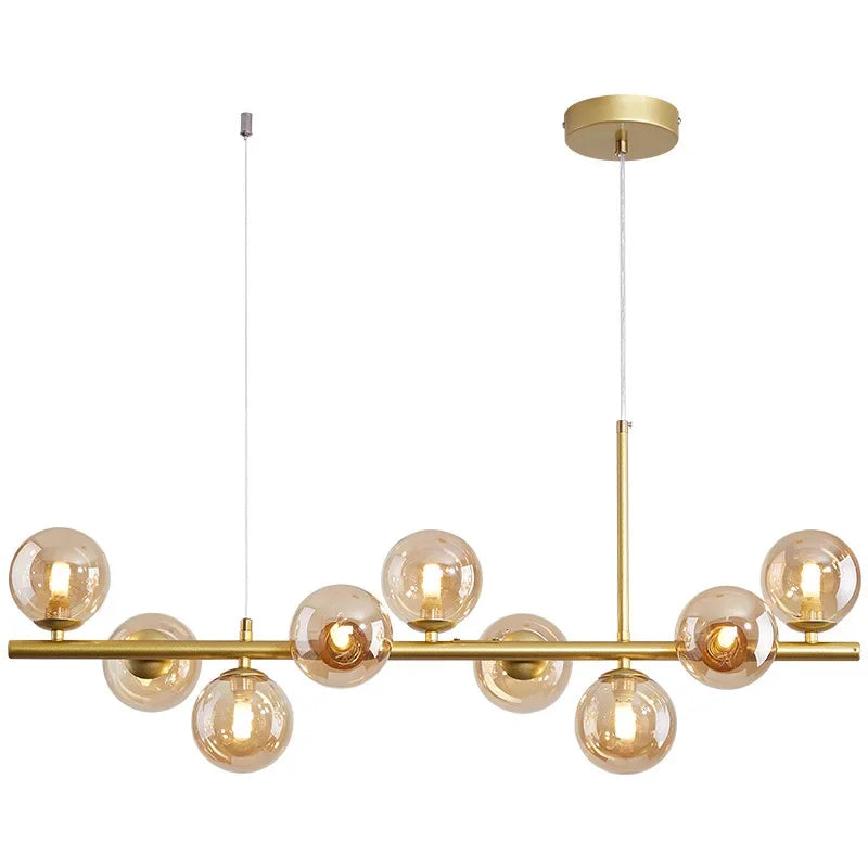 Lámpara colgante LED de bola de vidrio dorado Decorbites™ con 11 cabezales para cocina y comedor