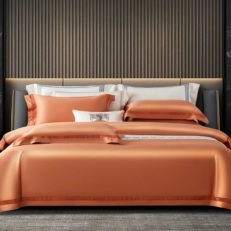 DecorBites™ Egyptian Cotton Duvet Cover Set, 1000TC Bedding: Quilt Cover, Sheet, Pillowcases