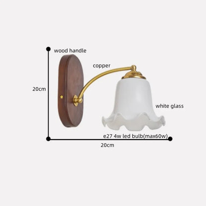 DecorBites™ LED Japanese Style Wall Lights Copper Wood Bedside Lamp for Home Bedroom