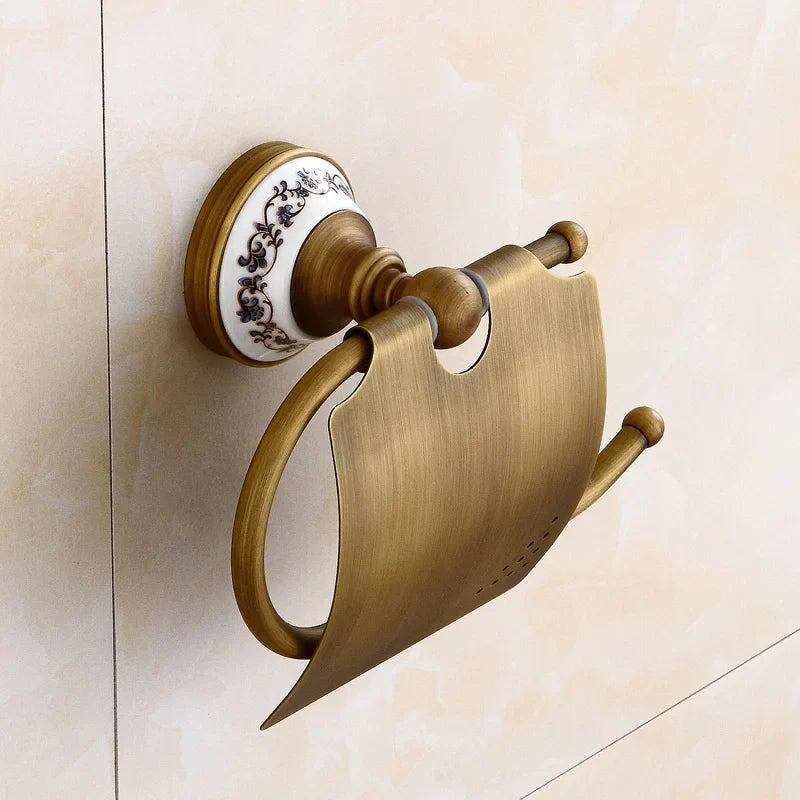 DecorBites™ Bronze Bathroom Hardware Set - Shelf, Towel Rack, Toilet Brush Holder, Soap Dish