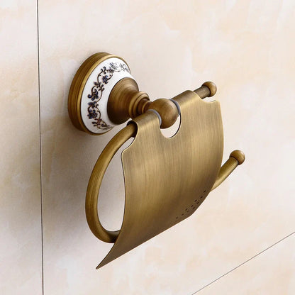 DecorBites™ Bronze Bathroom Hardware Set - Shelf, Towel Rack, Toilet Brush Holder, Soap Dish