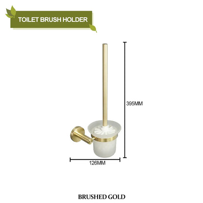 DecorBites™ Brushed Gold Bathroom Pendant Set: Toilet Brush Holder, Paper Holder, Towel Bar & More