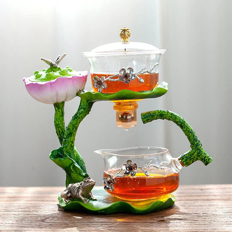DecorBites™ Glass Teapot & Lazy Tea Infuser - Home & Office Tea Set