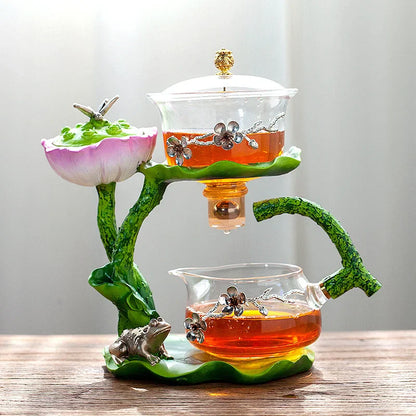 DecorBites™ Glass Teapot & Lazy Tea Infuser - Home & Office Tea Set