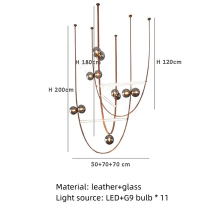 DecorBites™ Leather Chandeliers 2023 LED Minimalist Home Decor Lighting for Living Room