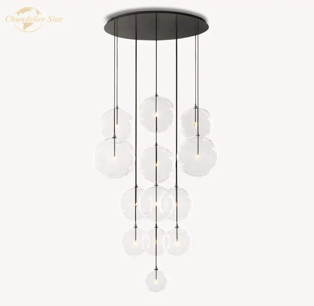 DecorBites™ Clear Glass Globe Cluster Chandeliers Pendant Lights for Living Room and Staircase