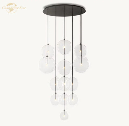 DecorBites™ Clear Glass Globe Cluster Chandeliers Pendant Lights for Living Room and Staircase
