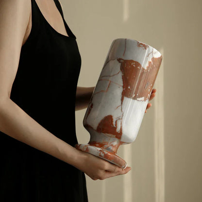 DecorBites™ Calacatta Red Marble Vase for Home Decor