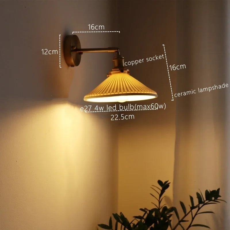 DecorBites™ Ceramic LED Wall Sconce Pull Chain Switch for Dining Bedroom Bathroom Mirror
