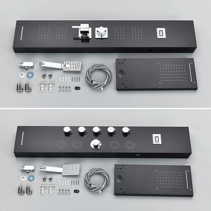 DecorBites™ Black Massage Jet Rainfall Shower Panel with Temperature Display 5 Modes