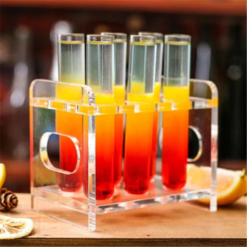 DecorBites™ 6-Piece Test Tube Cocktail Glass Set with Free Rack Stand and Shot Glasses Holder