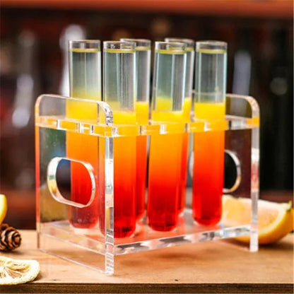 DecorBites™ 6-Piece Test Tube Cocktail Glass Set with Free Rack Stand and Shot Glasses Holder