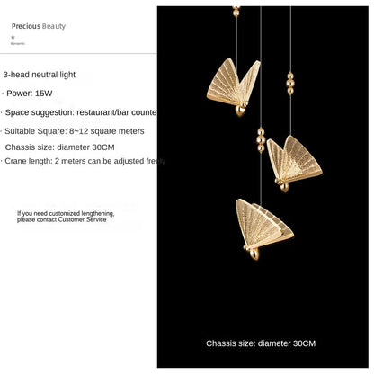 DecorBites™ Butterfly Pendant Lamps: Modern Luxury Staircase Bedroom Decor Fixtures