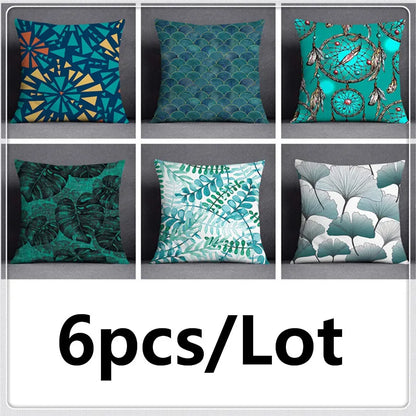 DecorBites™ Green Leaves Flower Pillowcase Set | Modern Winter Short Plush 45x45cm Cozy Covers