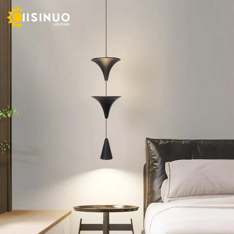 Lámpara colgante cónica DecorBites™ de 17 W, blanca y negra, estilo industrial, para isla de cocina o mesilla de noche.