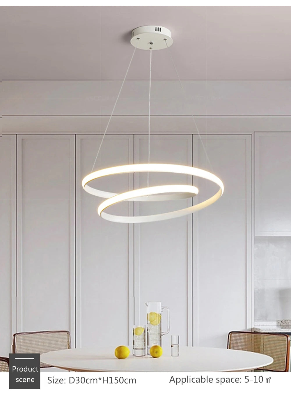 Nordische LED-Hängeleuchte Minimalistisches Doppelring-Design in Schwarz und Weiß Hauptlicht für Wohnzimmer Schlafzimmer Esszimmer Villa