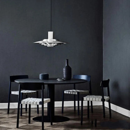 Art Deco White and Silver Aluminum Pendant Light