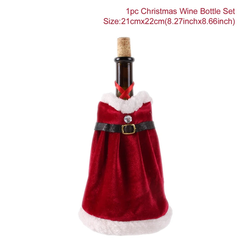 Christmas Wine Bottle Cover Merry Christmas Decorations For Home 2024 Cristmas Ornament Xmas Navidad Gifts Happy New Year 2025