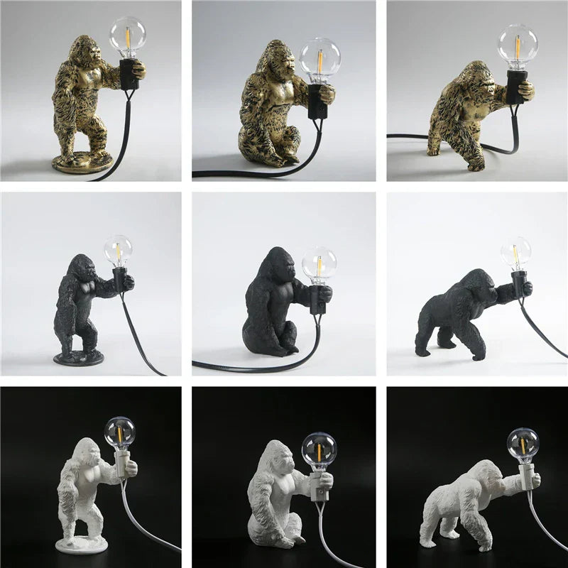 DecorBites™ King Kong Resin Night Light: Customizable LED Table Lamp for Modern Living Spaces