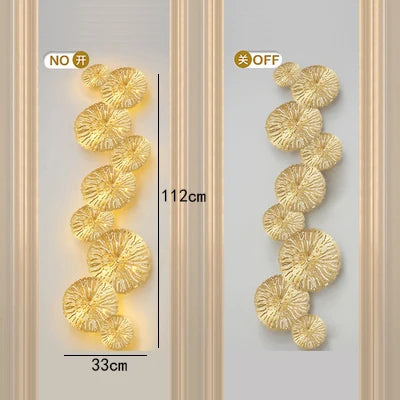 DecorBites™ Gold Flower Copper Frame Wall Sconce for Hotel Dining Room Lighting