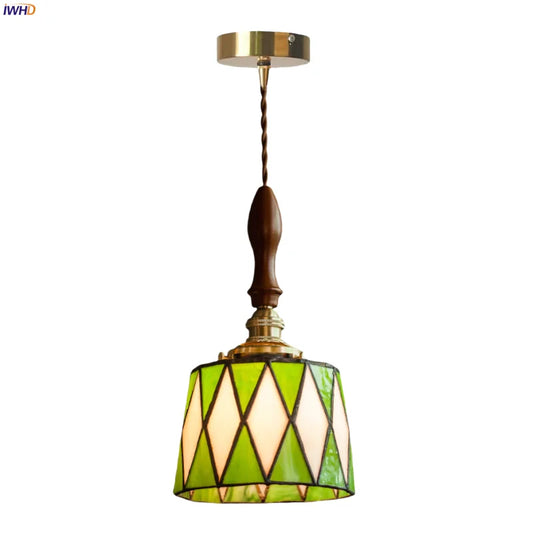 DecorBites™ Green Glass LED Pendant Lights American Vintage Hanging Lamp