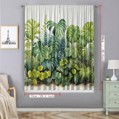 Decobites Tropical Leaf Gauze Curtain for Kitchen, Living Room, Balcony, Garden