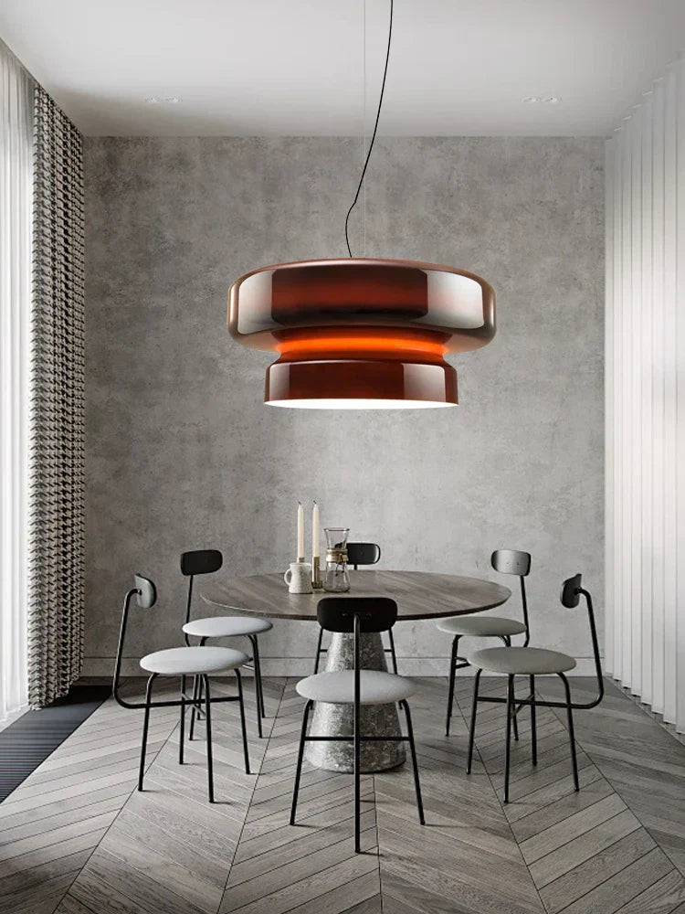 Green Glass Pendant Light Polished Steel 60cm