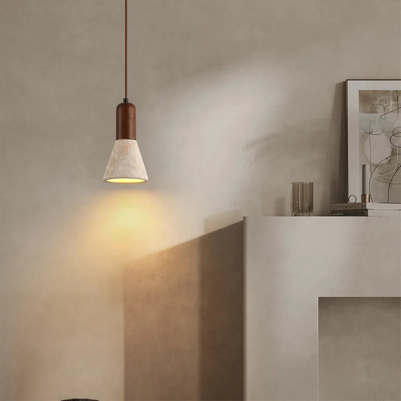 Decorbites™ Japanisches Vintage-LED-Pendant-Licht, Gelber Travertin Wabi-Sabi Hängelampe