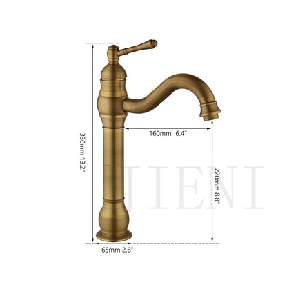 Grifo mezclador giratorio para baño DecorBites™ de latón antiguo con un solo mando