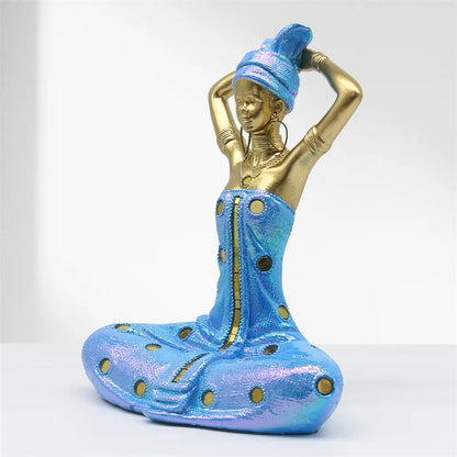 DecorBites™ Golden Female Statue African Tribal Style Portrait Sculpture Home Decor