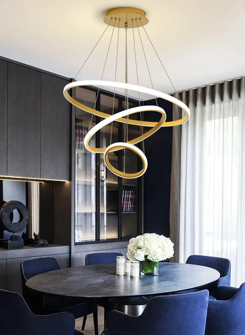 DecorBites™ Modern LED Ring Pendant Chandelier - Black