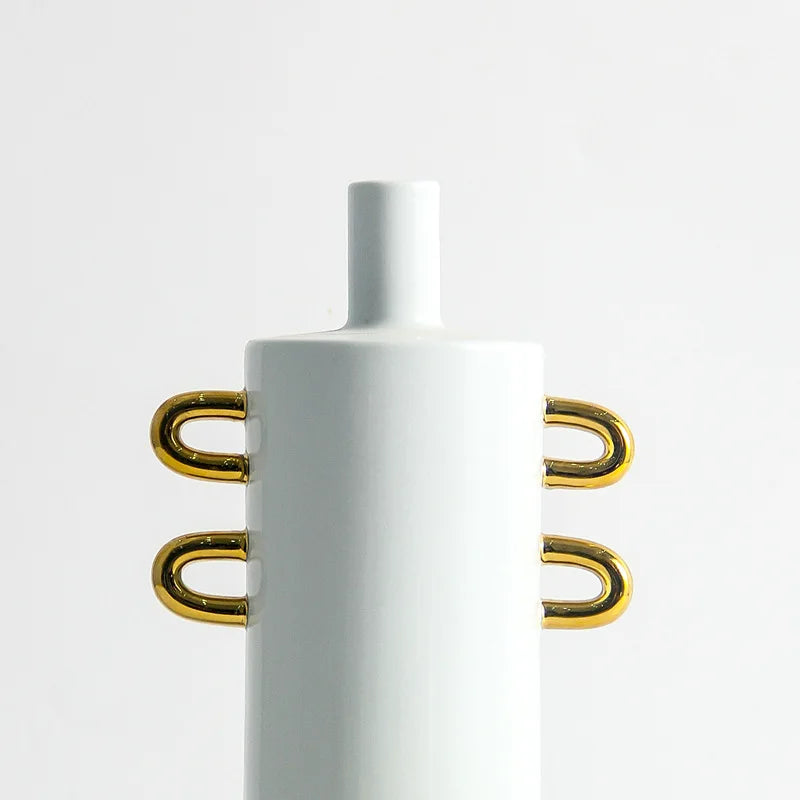 DecorBites™ Black and White Dots Geometric Ceramic Vase: Home Decoration Handicraft Ornament