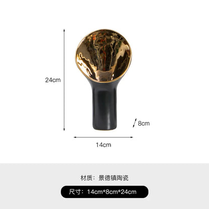 DecorBites™ Golden Trumpet Ceramic Flower Vase Home Decoration Accessories