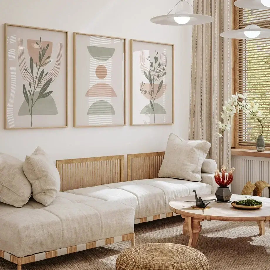 DecorBites™ Abstract Line Leaf Geometry Canvas Wall Art