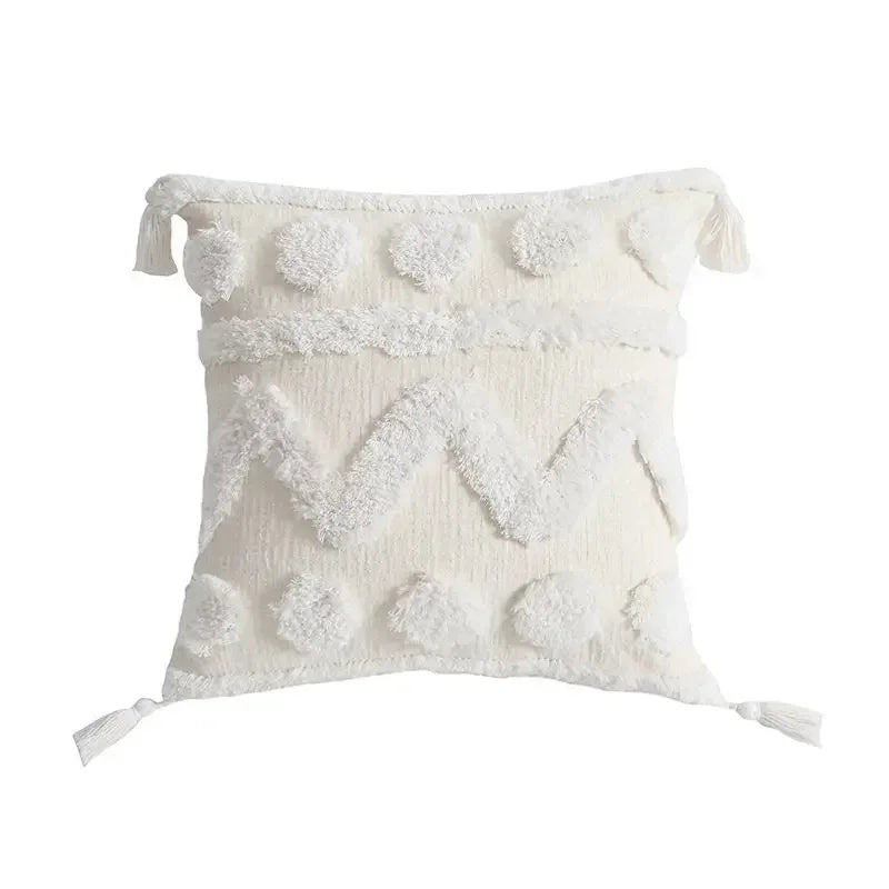 غطاء وسادة DecorBites™‎ بتصميم هندسي مزخرف بشراشيب، غطاء وسادة خريفي من قماش قطني