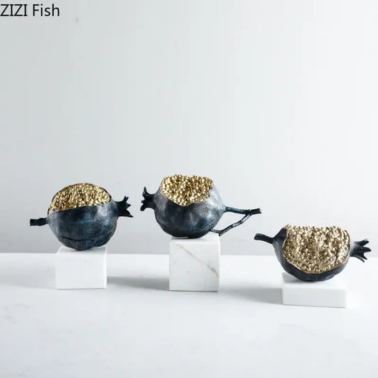 DecorBites™ Golden Pomegranate Sculpture Desk Decoration