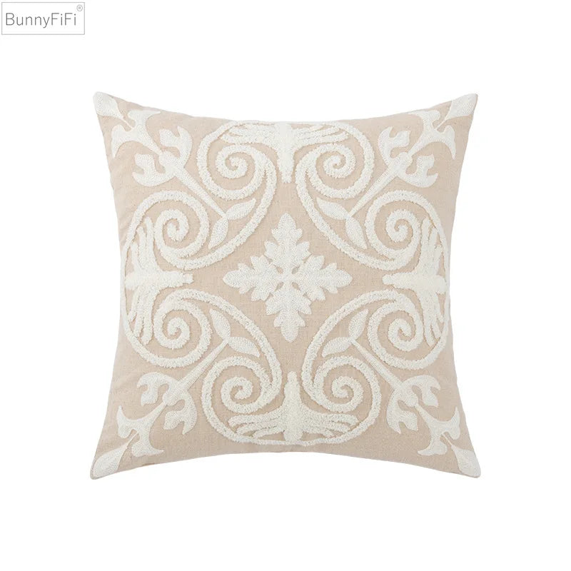 DecorBites™ Daisy Home Floral Geometric Embroidery Pillow Cover 45x45cm/30x50cm Yellow Blue