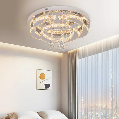 DecorBites™ Crystal Chandelier: Modern Dimmable LED Pendant Light for Living & Dining Rooms