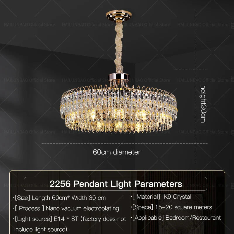DecorBites™ Crystal Chandelier: Modern Luxury for Living Room, Restaurant, Hotel Lobby
