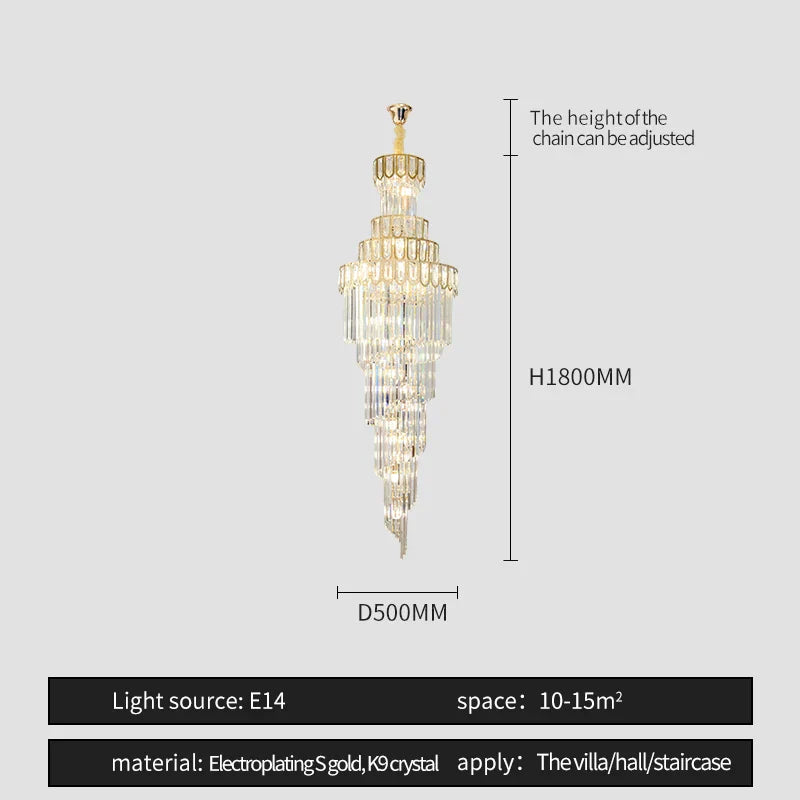 DecorBites™ Light Luxury Rotating Crystal Chandelier for Villa Living Room