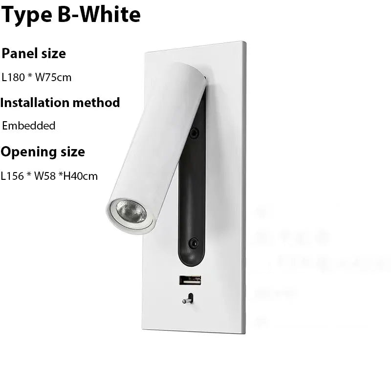 DecorBites™ LED Wall Sconce Adjustable Reading Light for Hotel Bedroom, USB Charging