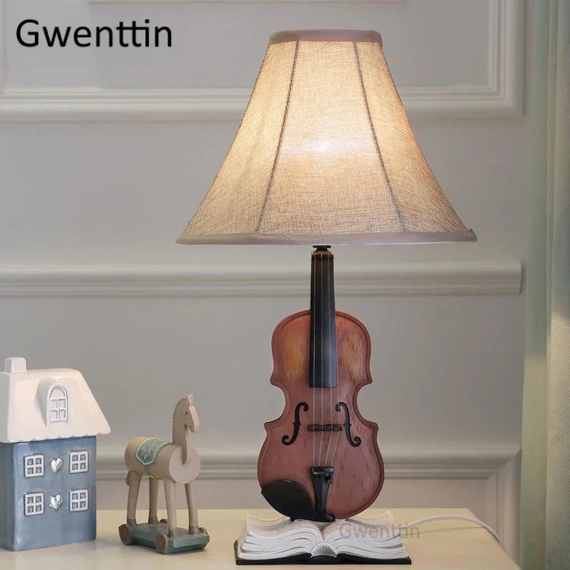DecorBites™ Kids Violin LED Table Lamp for Bedroom - Modern Fabric Stand Light