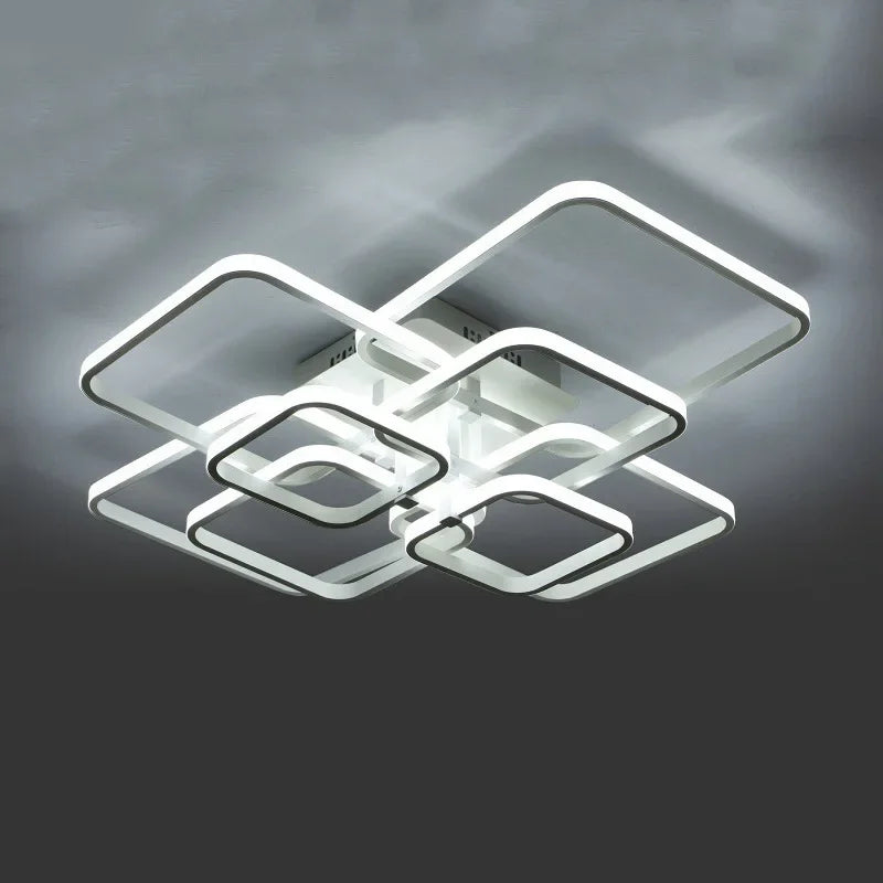 DecorBites™ LED Ceiling Light 4 Rings 78W Square for Living Room Bedroom Bar