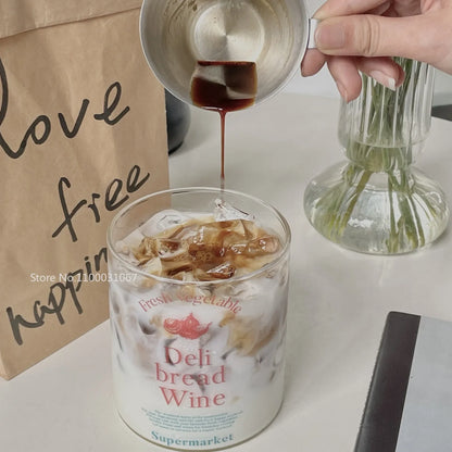 DecorBites™ Korean Glass Cups - 350ml Heat-resistant Drinking Glasses for Coffee, Tea, Milk, Beer, Water