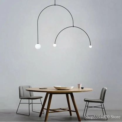 DecorBites™ Iron Line Chandelier: Post-modern Hanging Lamp for Living Room & Bedroom