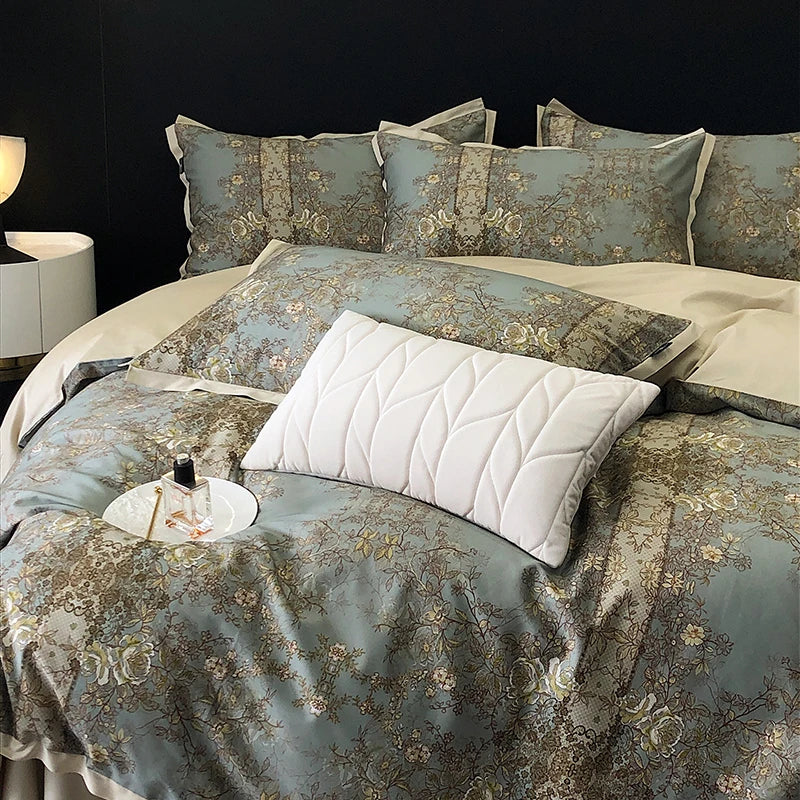 DecorBites™ Egyptian Cotton Luxury Bedding Set: Duvet, Sheet, Pillowcases - 1000TC Soft & Silky